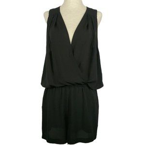 BCBGMaxazria Womens sz M romper shorts Thalia low cut black summer sleeveless